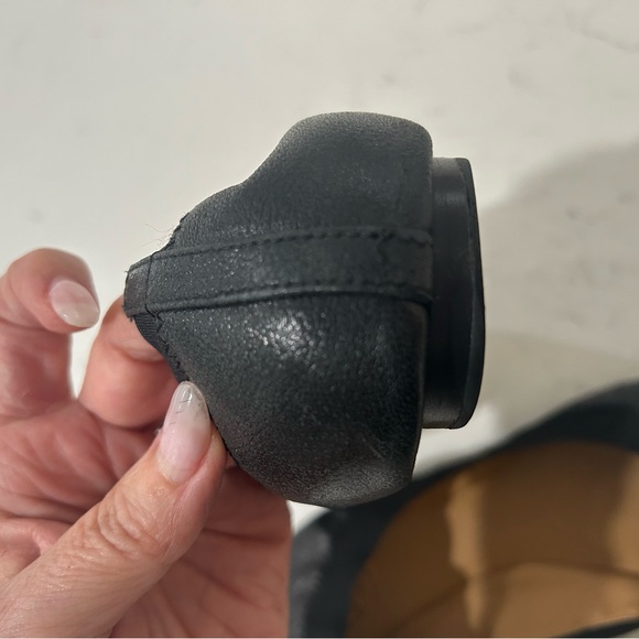 Tory Burch Black Leather Ballet Flats with Gold Logo Medallion - Picture 7 of 12